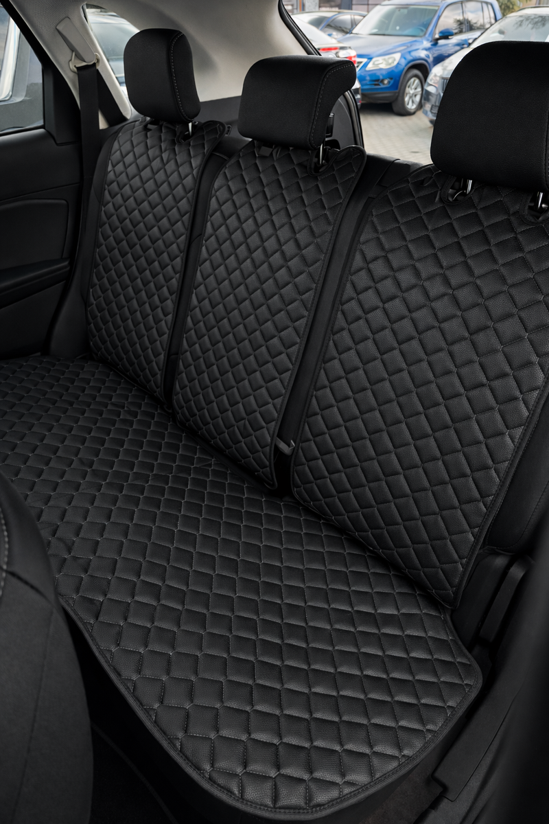 Третя спинка на задній ряд з перфорованої екошкіри “Чорний ромб”