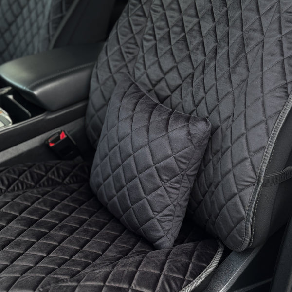 Подушка під спину з алькантари преміум “Чорний ромб“