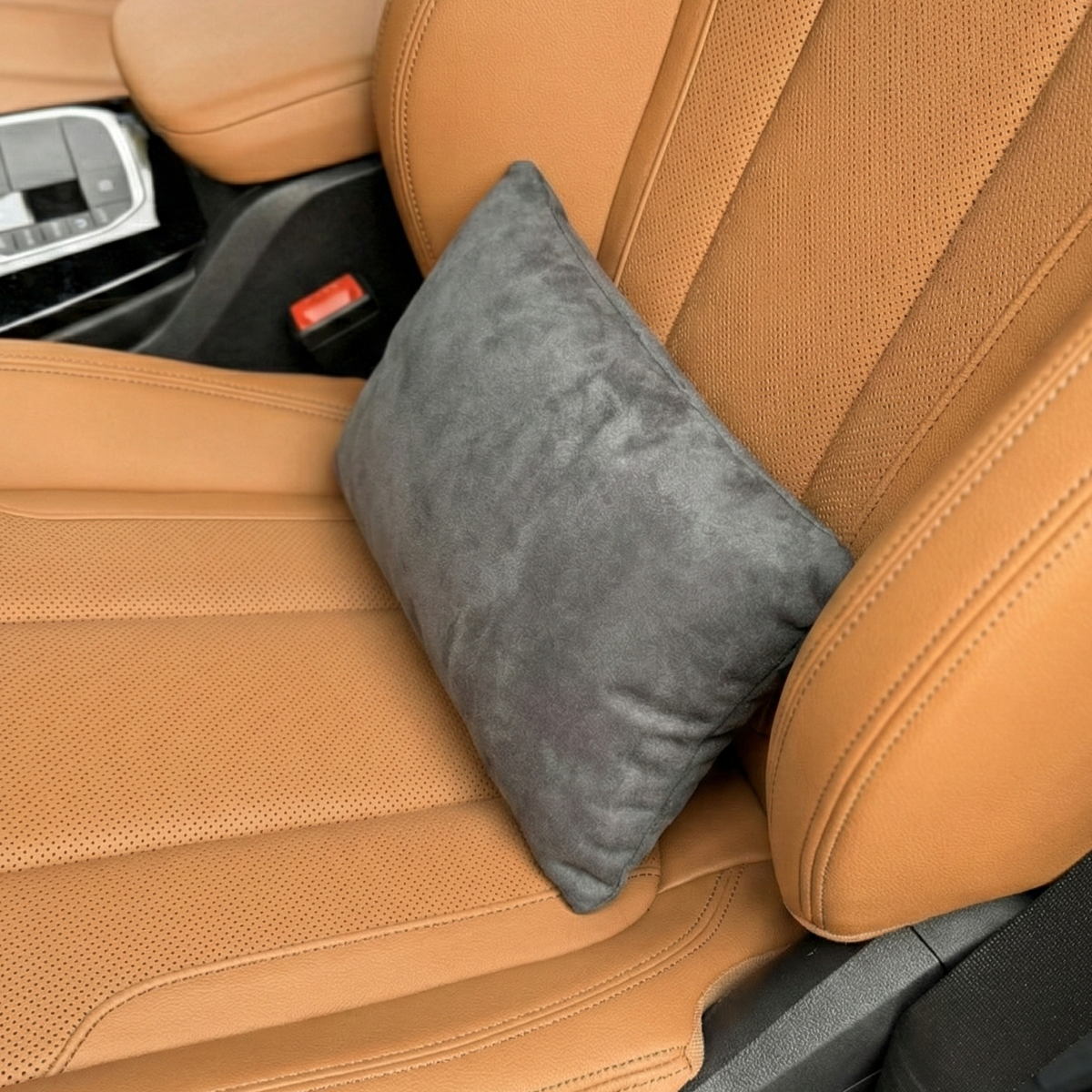 Подушка з оригінальної алькантари під спину “Темно-сірий“