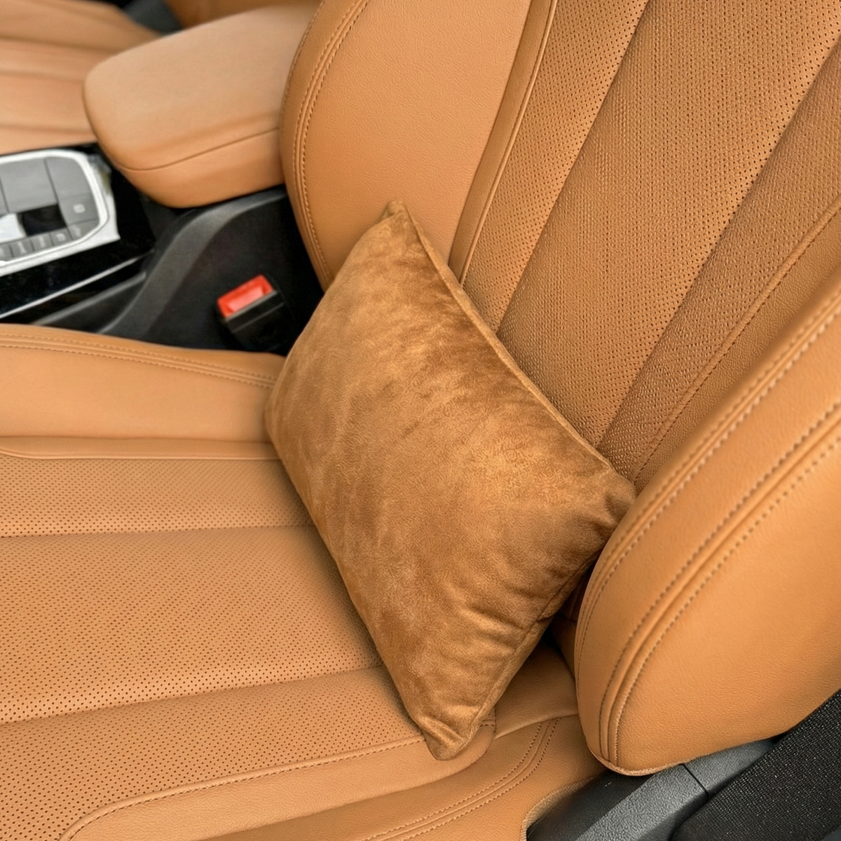 Подушка з оригінальної алькантари під спину “Світло-коричневий“