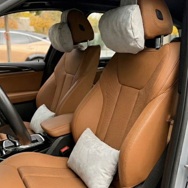 Подушка з синтетичної алькантари під шию “Сірий“