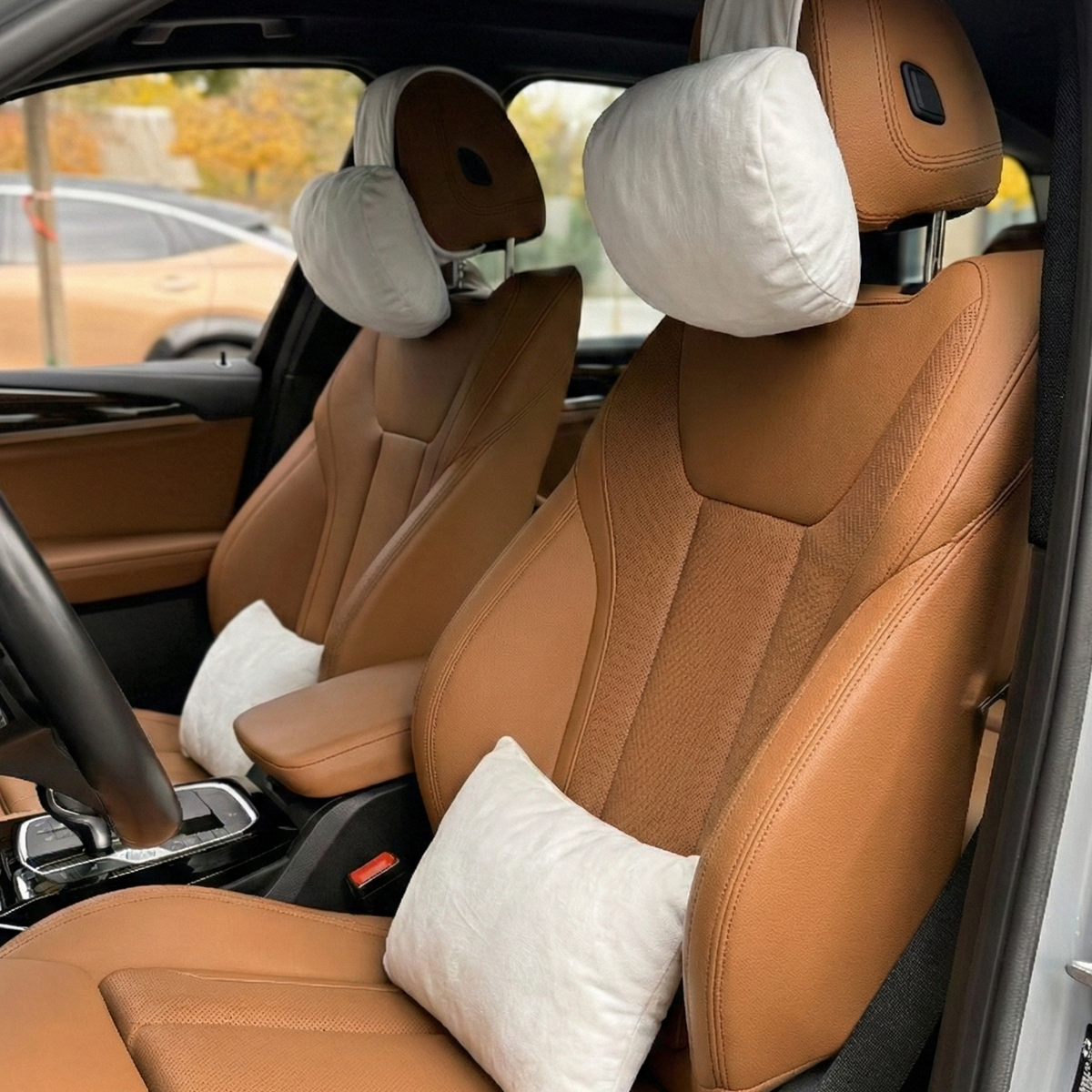 Подушка з синтетичної алькантари під шию “Бежевий“