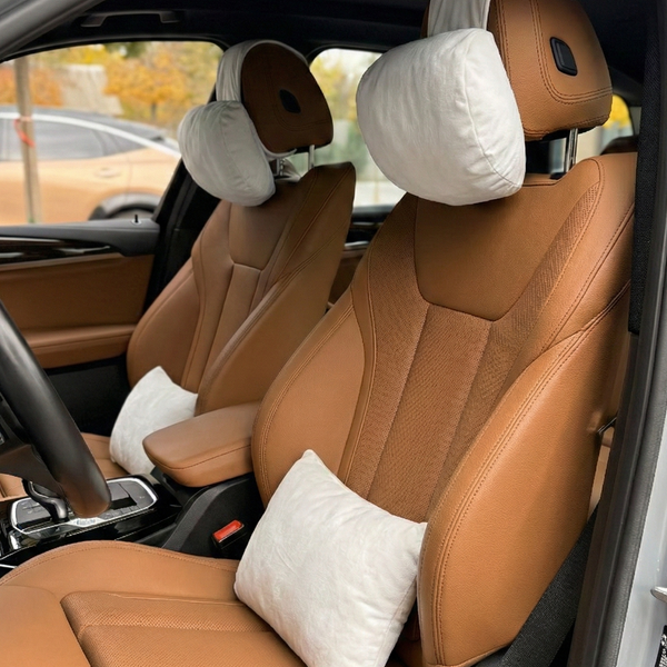 Подушка з синтетичної алькантари під шию “Бежевий“