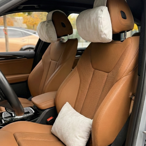 Подушка з оригінальної алькантари під шию “Бежевий“