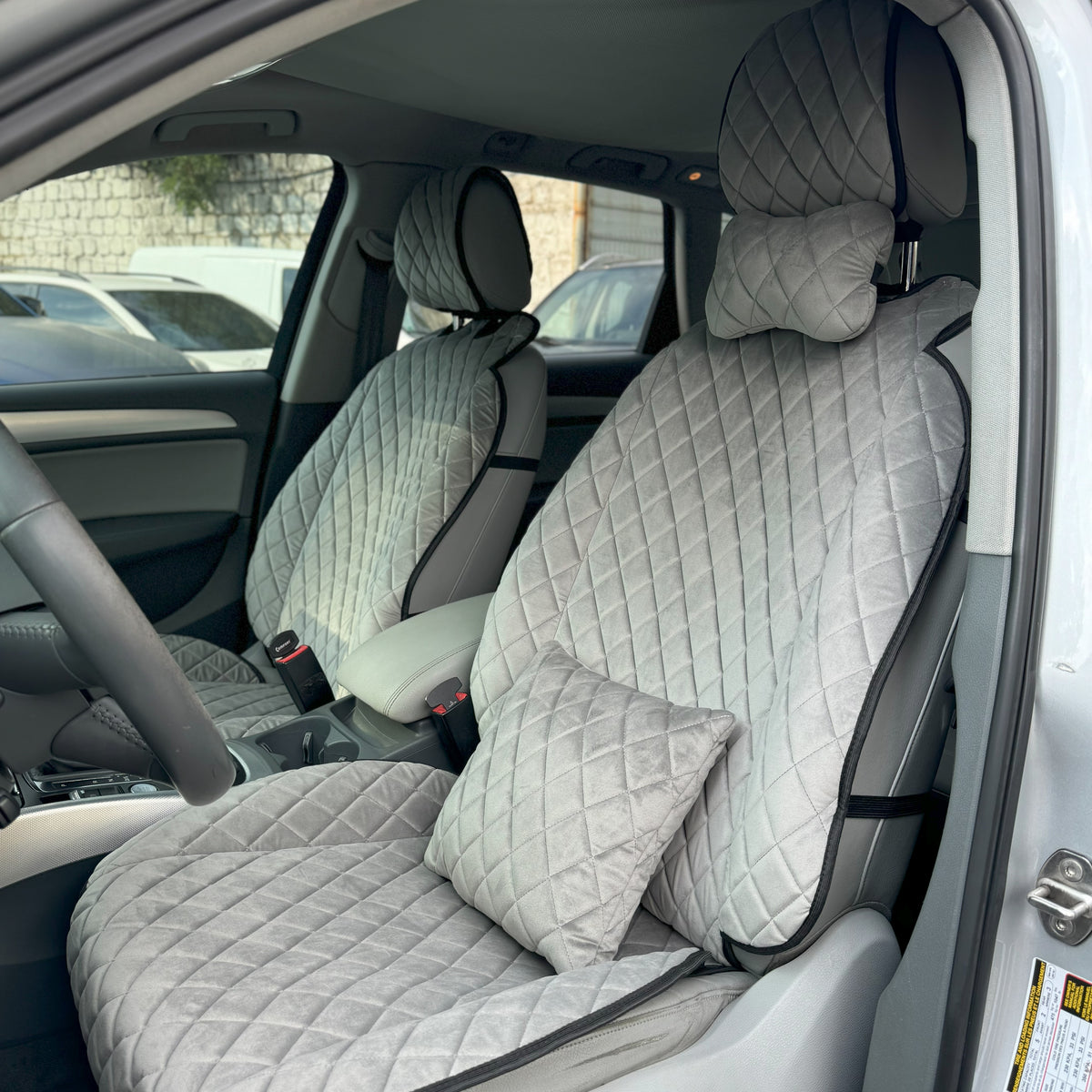 Накидки з алькантари преміум “Сірий ромб”