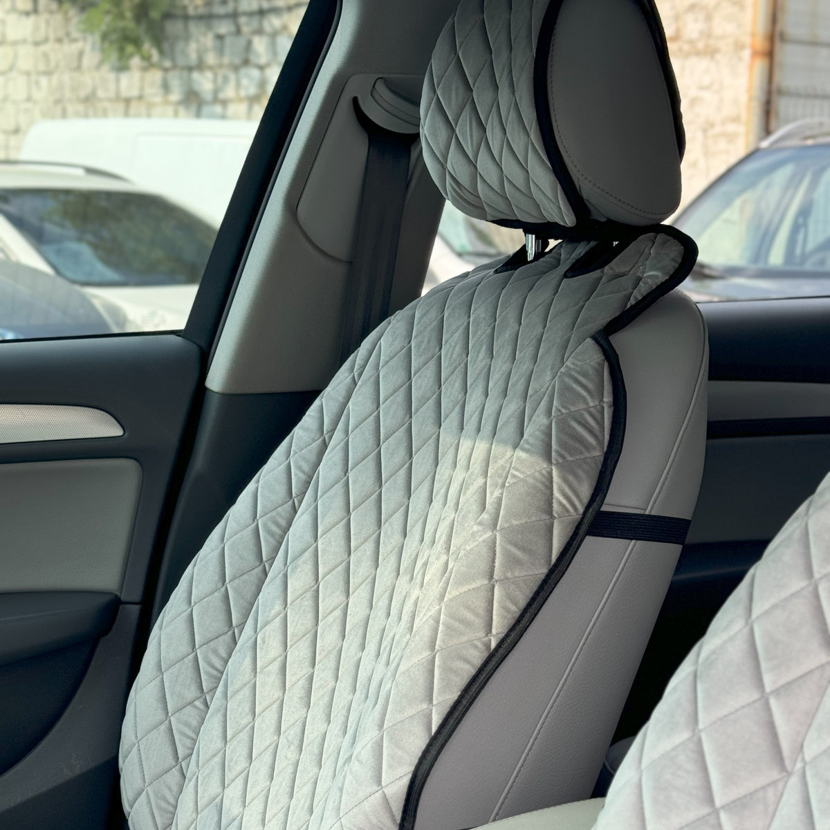 Накидки з алькантари преміум “Сірий ромб”