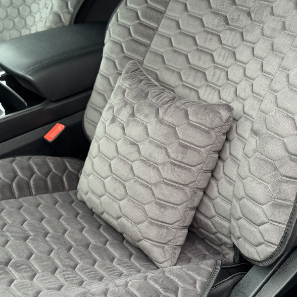 Подушка під спину з алькантари преміум “Темно-сірі ланцюги“