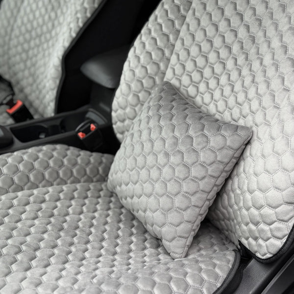 Подушка під спину з алькантари преміум “Сіра сота“