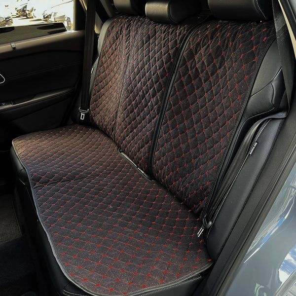 Третя спинка на задній ряд з алькантари стандарт “Чорний ромб із червоною ниткою”