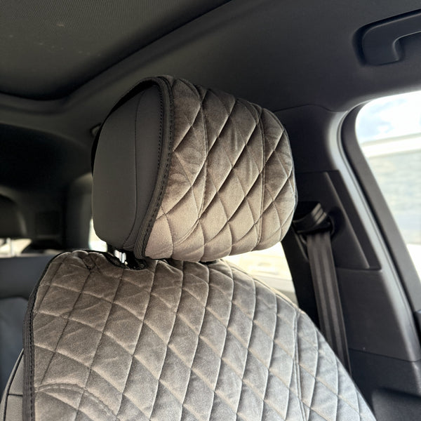 Накидки спорт з алькантари преміум “Темно-сірий ромб”