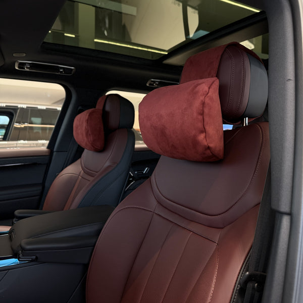 Подушка з оригінальної алькантари під шию “Бургунді“