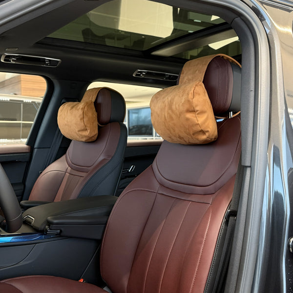 Подушка з оригінальної алькантари під шию “Світло-коричневий“