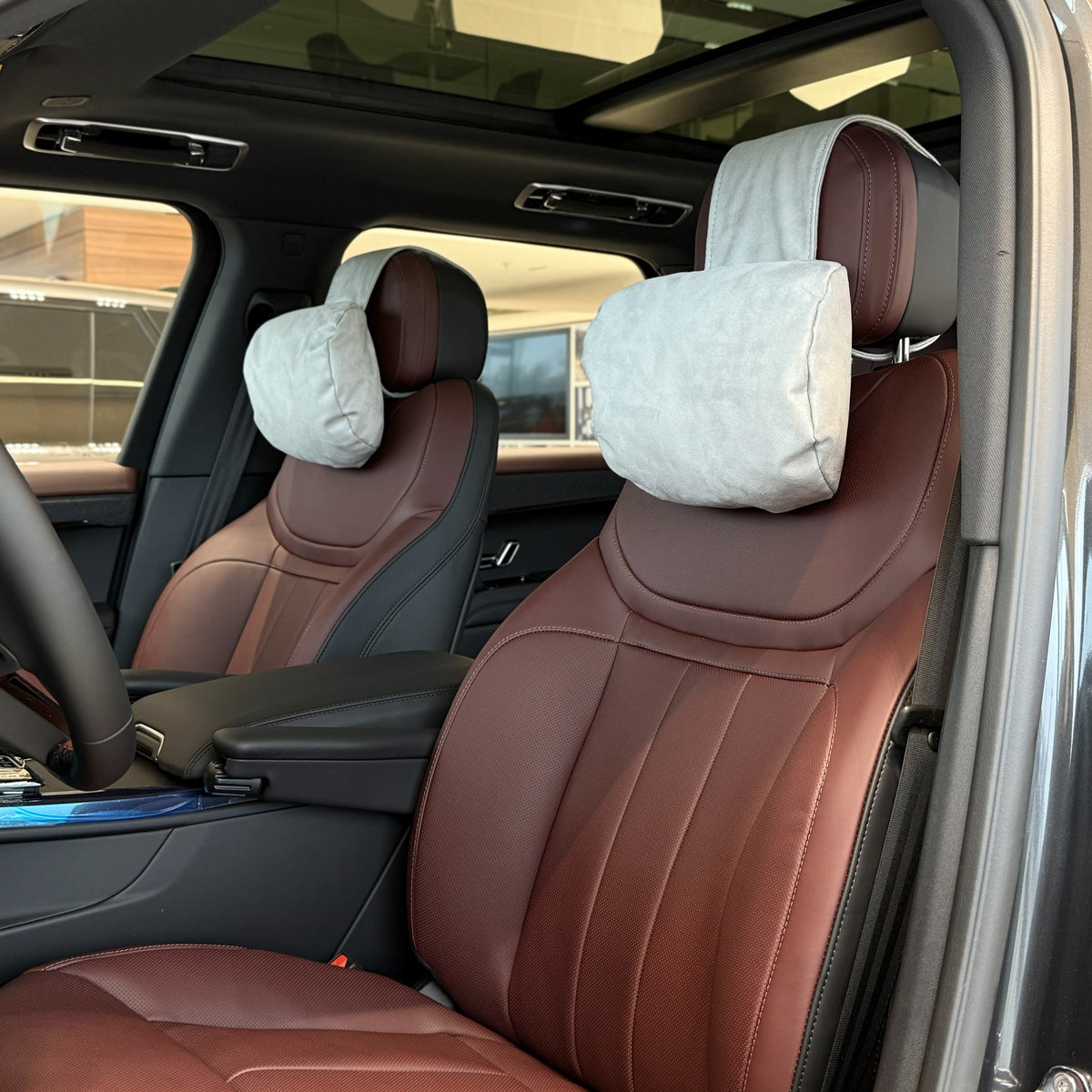 Подушка з синтетичної алькантари під шию “Сірий“