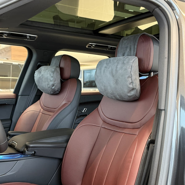 Подушка з оригінальної алькантари під шию “Темно-сірий“