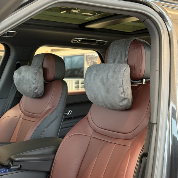 Подушка з оригінальної алькантари під шию “Темно-сірий“