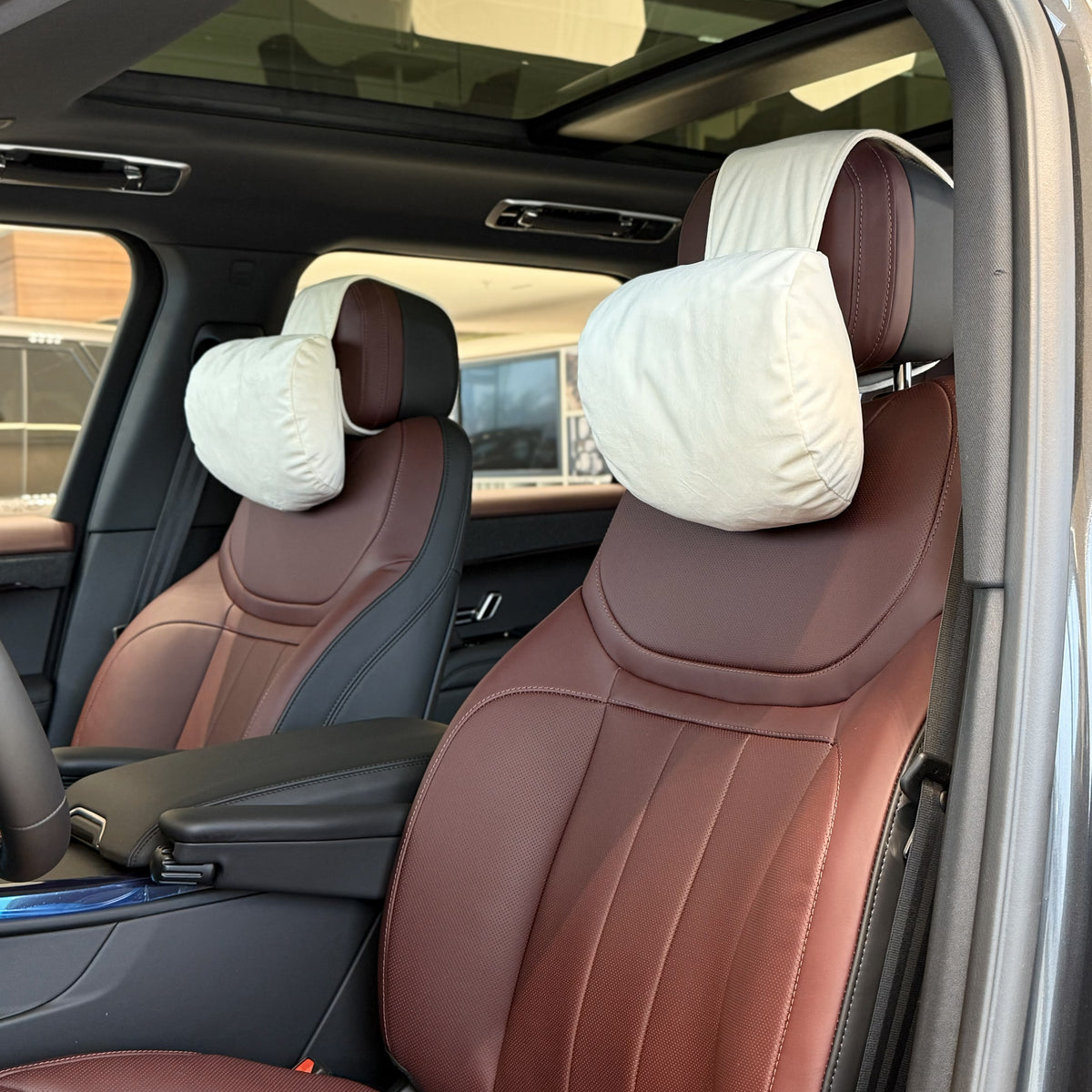 Подушка з синтетичної алькантари під шию “Бежевий“