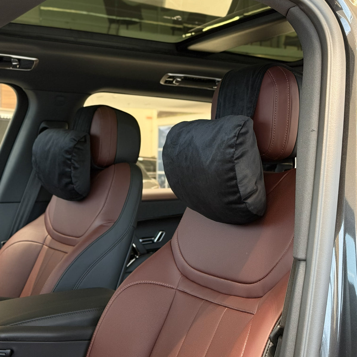 Подушка з синтетичної алькантари під шию “Чорна“