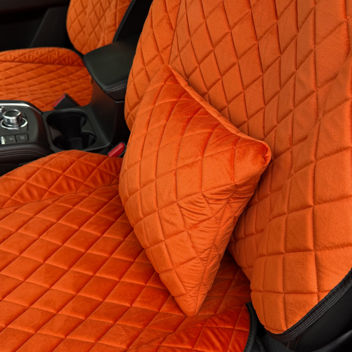 Накидки з алькантари преміум “Помаранчевий ромб”
