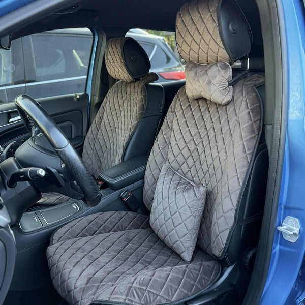 Накидки з алькантари преміум “Коричневий ромб”