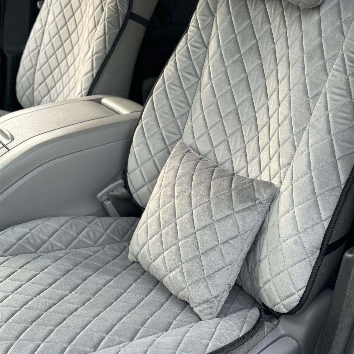 Накидки з алькантари преміум “Сірий ромб”