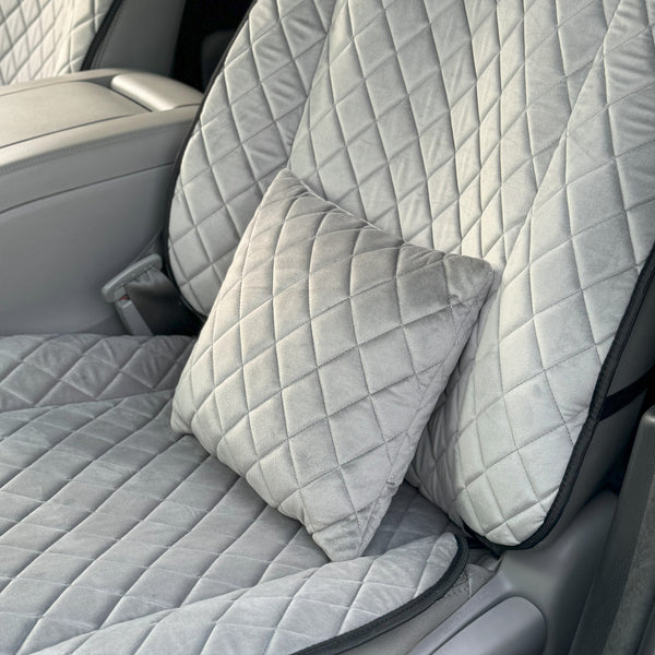 Подушка під спину з алькантари преміум “Сірий ромб“