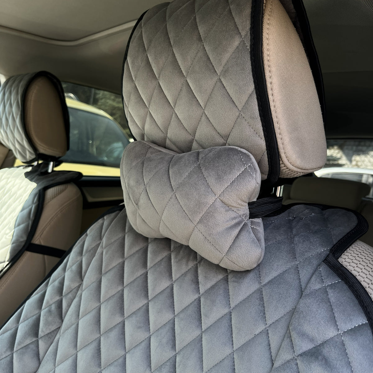 Накидки з алькантари преміум “Сірий ромб”