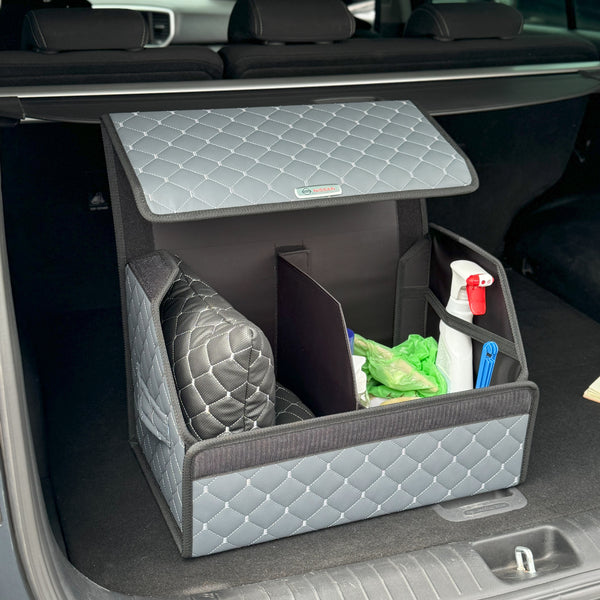 Органайзер у багажник авто з екошкіри “Сірий ромб”