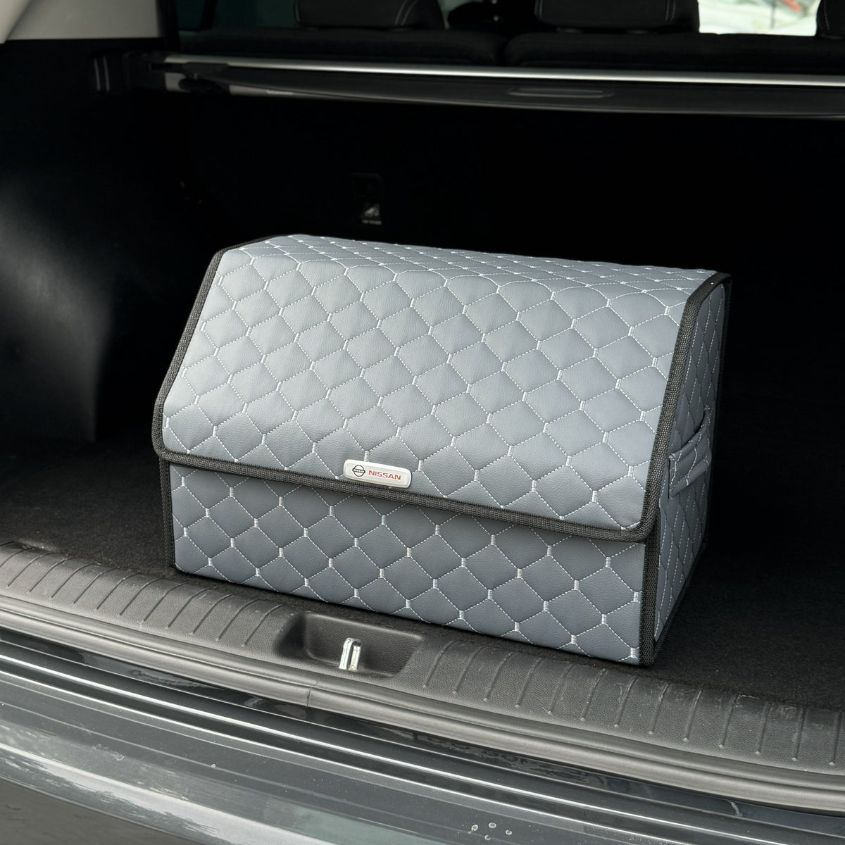 Органайзер у багажник авто з екошкіри “Сірий ромб”