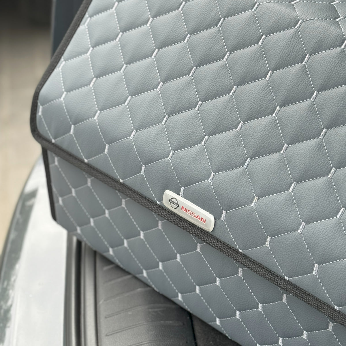 Органайзер у багажник авто з екошкіри “Сірий ромб”