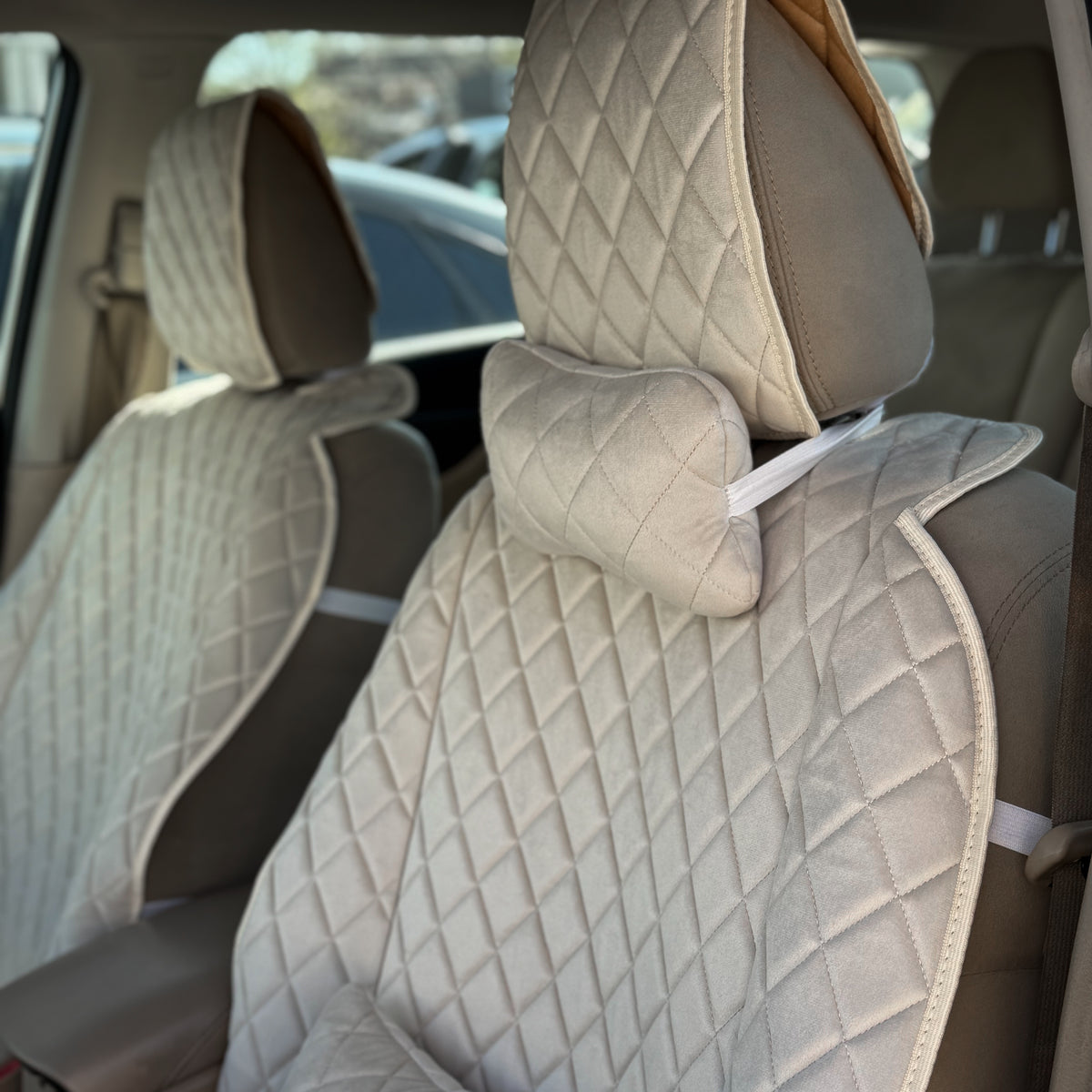 Накидки з алькантари преміум “Бежевий ромб”