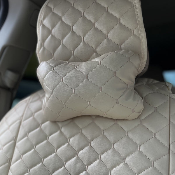 Подушка під шию з екошкіри  “Бежевий ромб“