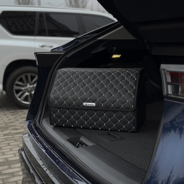 Органайзер у багажник авто з екошкіри “Чорний ромб з сірою ниткою”
