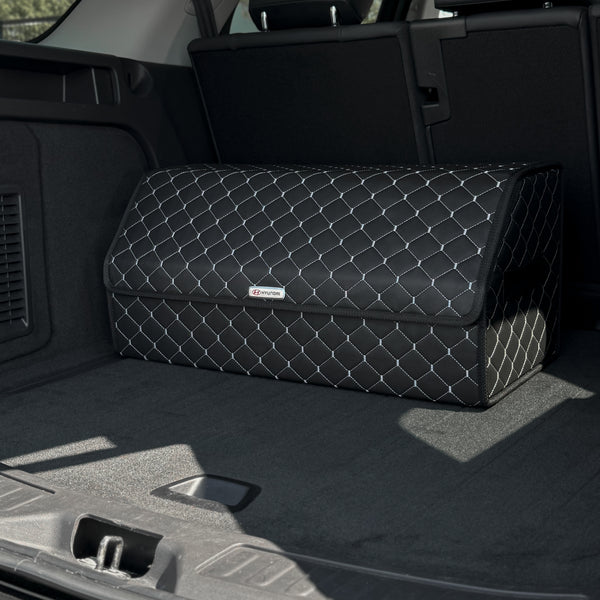 Органайзер у багажник авто з екошкіри “Чорний ромб з сірою ниткою”