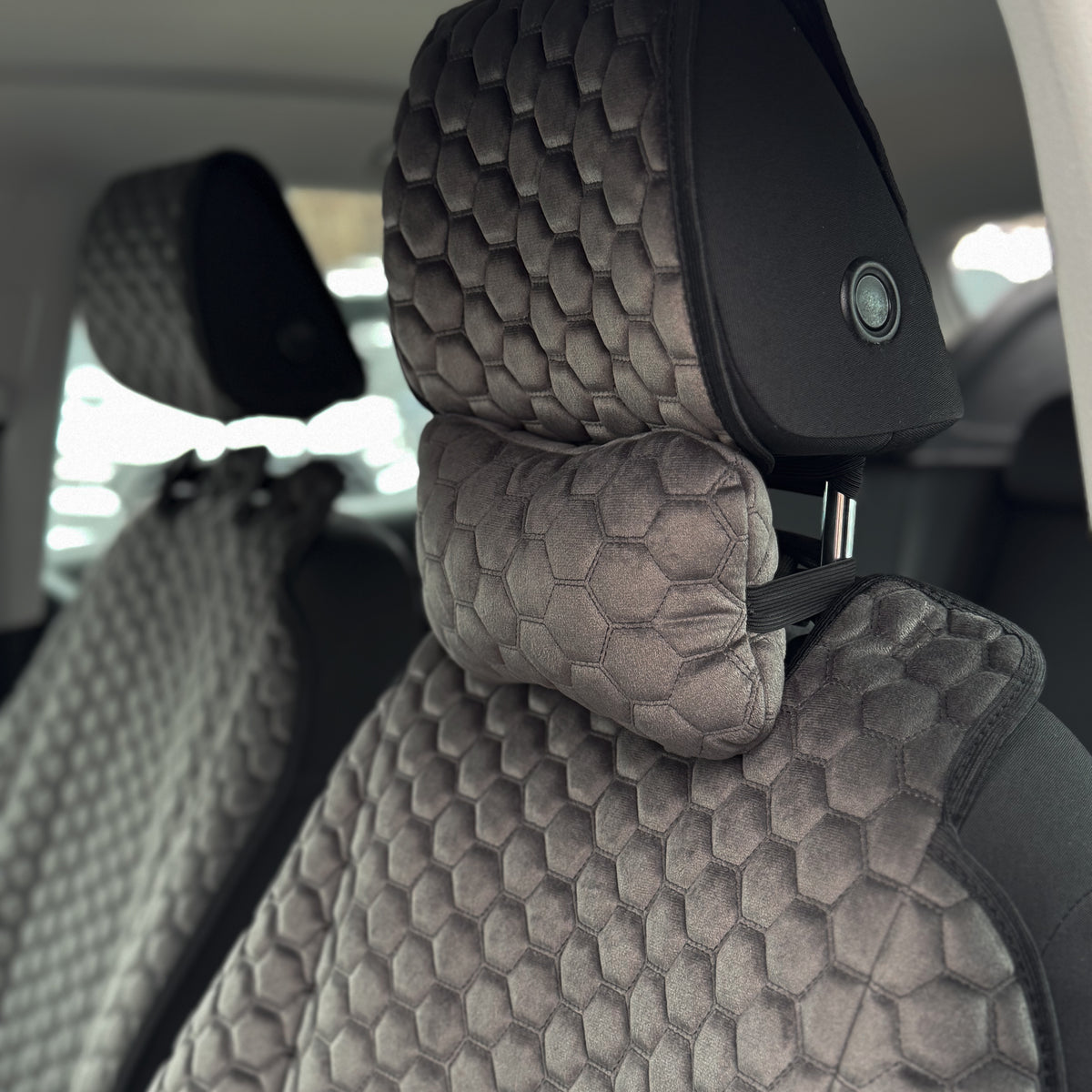 Накидки з алькантари преміум “Темно-сіра сота”