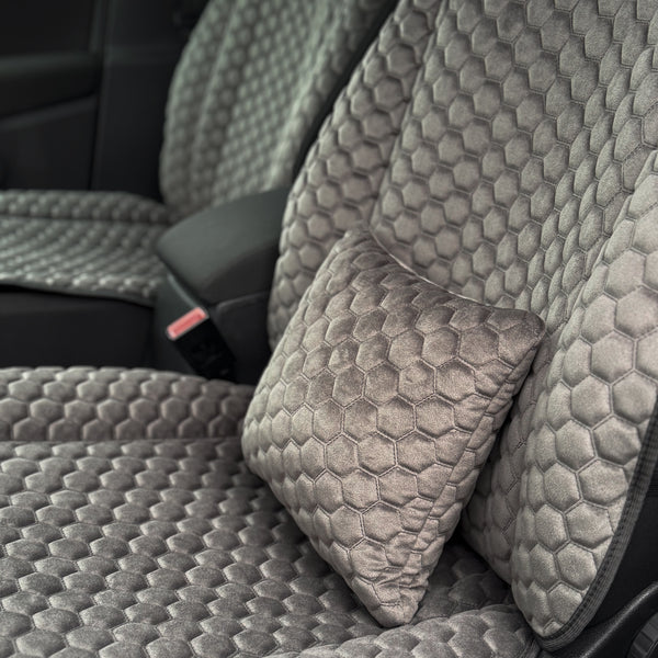 Накидки з алькантари преміум “Темно-сіра сота”