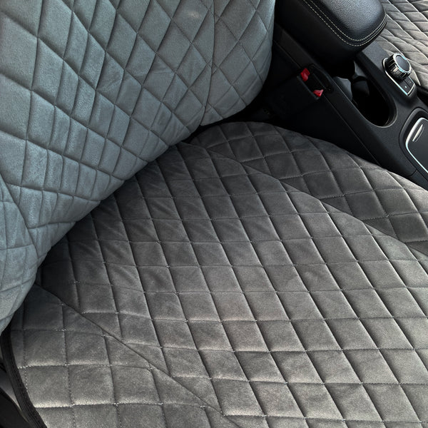 Накидки з алькантари преміум “Темно-сірий ромб”