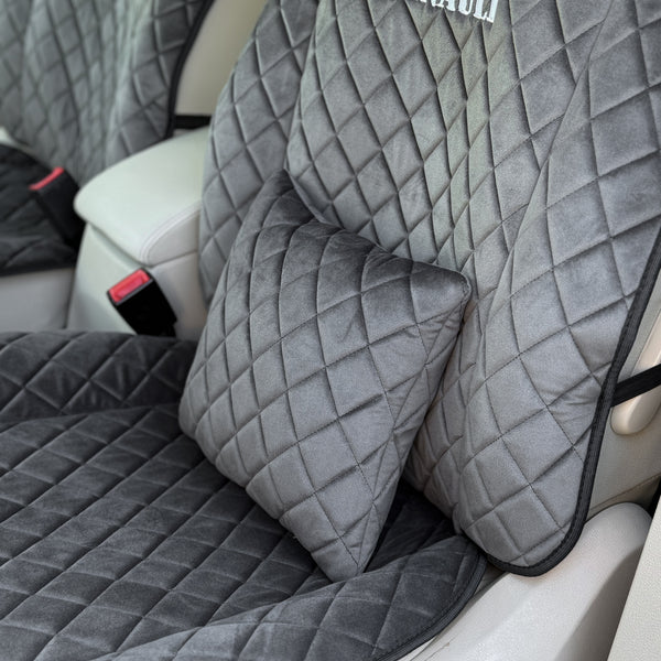 Накидки з алькантари преміум “Темно-сірий ромб”