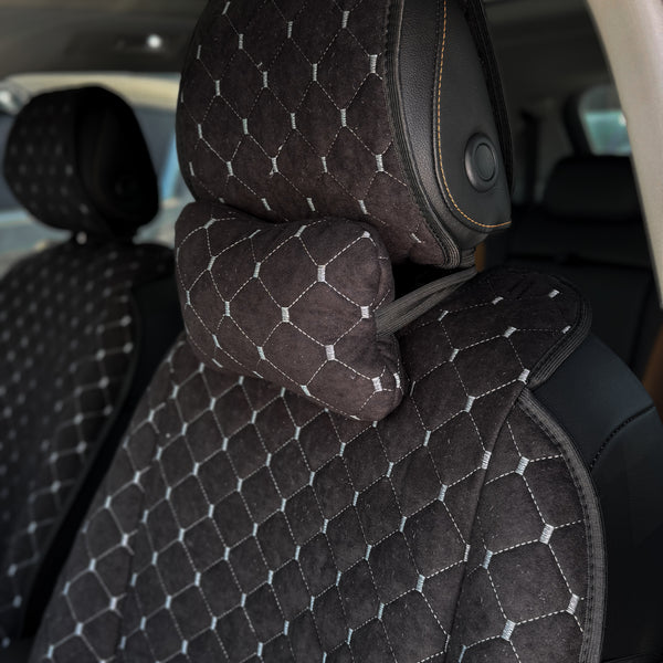 Накидки з алькантари стандарт “Чорний ромб із сірою ниткою”