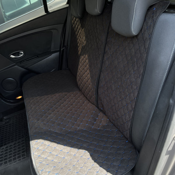 Третя спинка на задній ряд з алькантари стандарт “Чорний ромб із синьою ниткою”