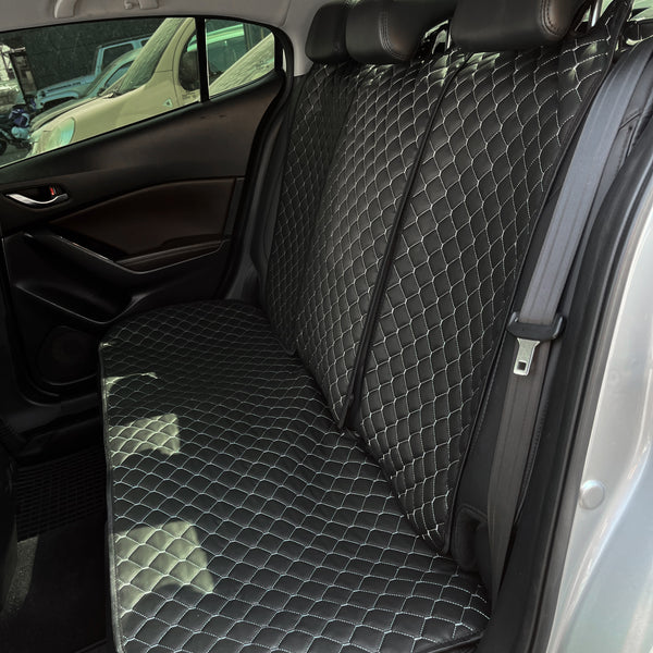 Накидки з екошкіри “Чорний ромб із сірою ниткою”