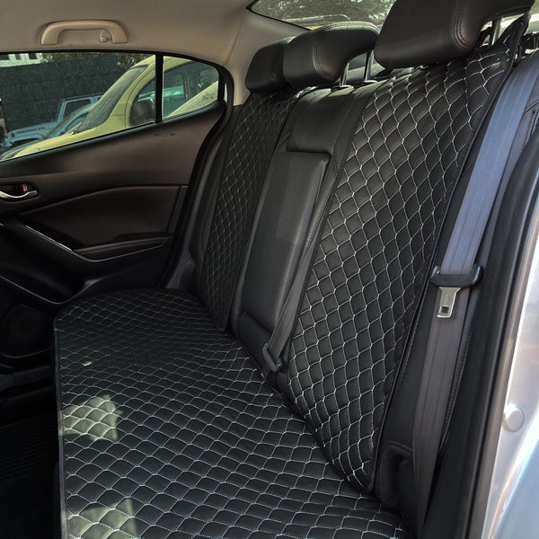 Накидки з екошкіри “Чорний ромб із сірою ниткою”