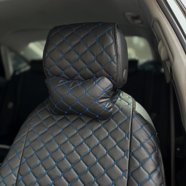 Накидки з екошкіри “Чорний ромб із синьою ниткою”