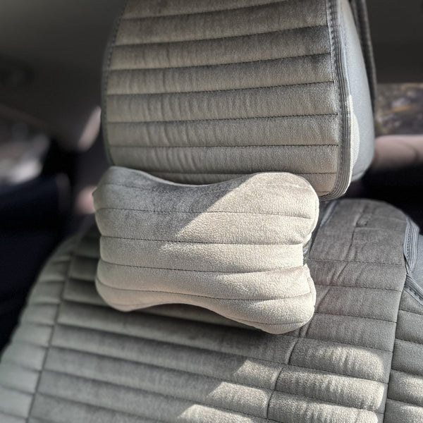 Подушка під шию з алькантари преміум “Темно-сірий горизонт“