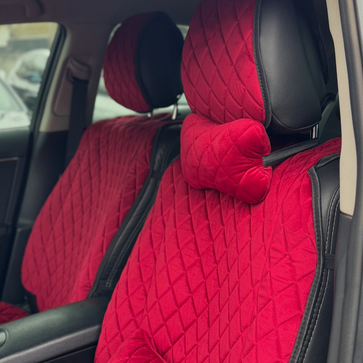 Накидки з алькантари преміум “Червоний ромб”