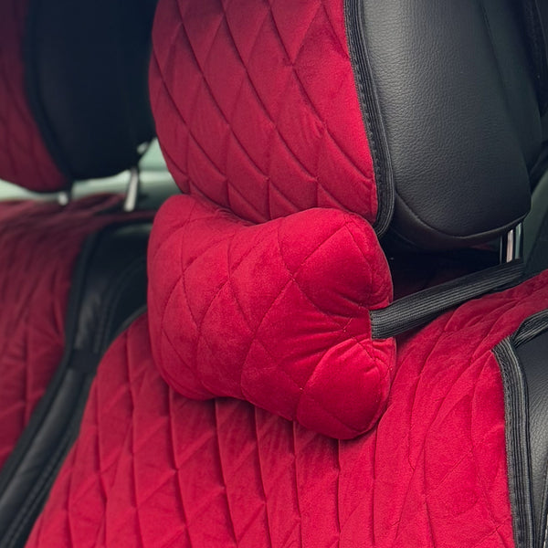 Подушка під шию з алькантари преміум “Червоний ромб“