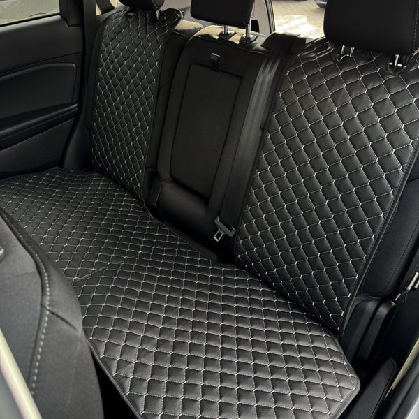 Накидки з перфорованої екошкіри “Чорний ромб із сірою ниткою”