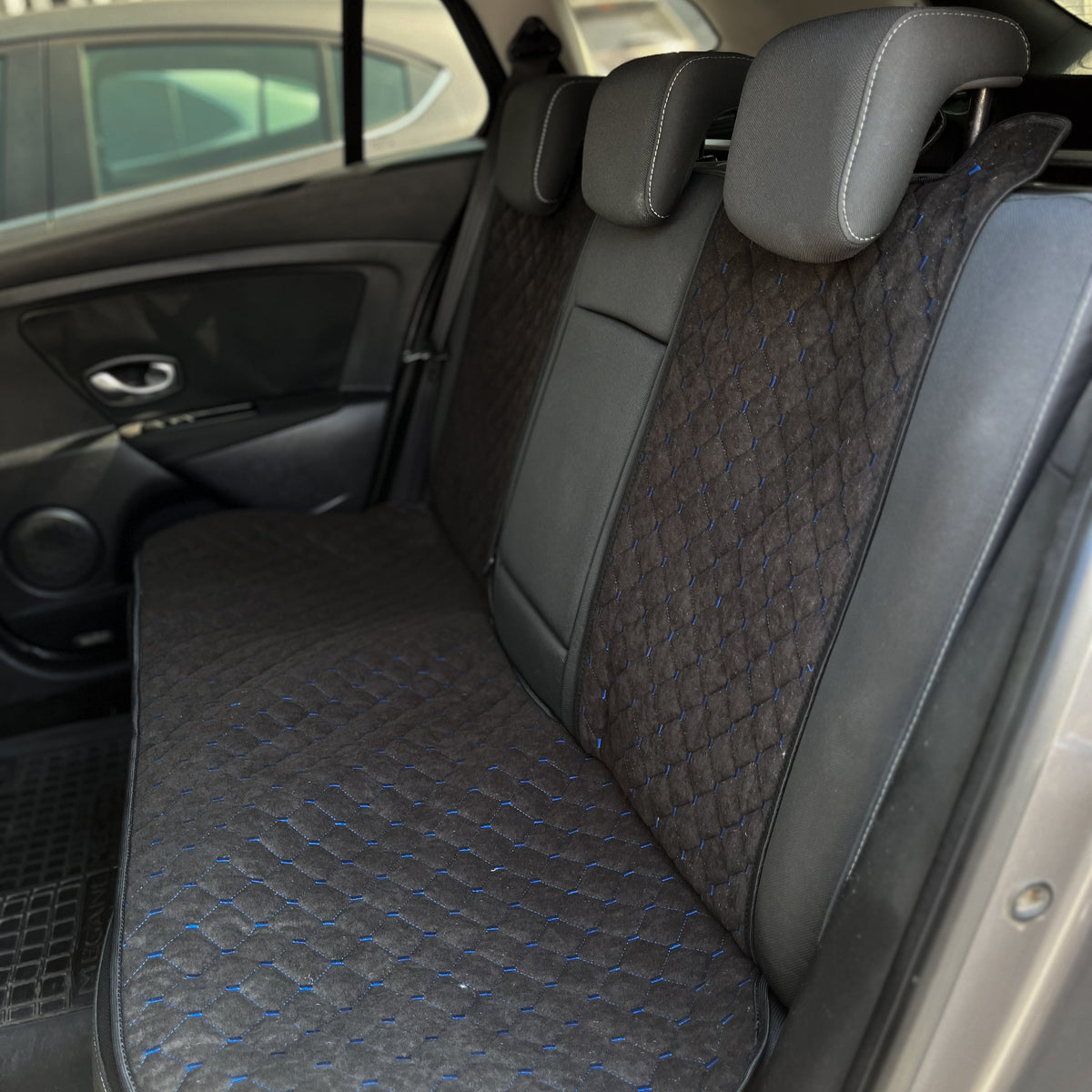 Накидки з алькантари стандарт “Чорний ромб із синьою ниткою”