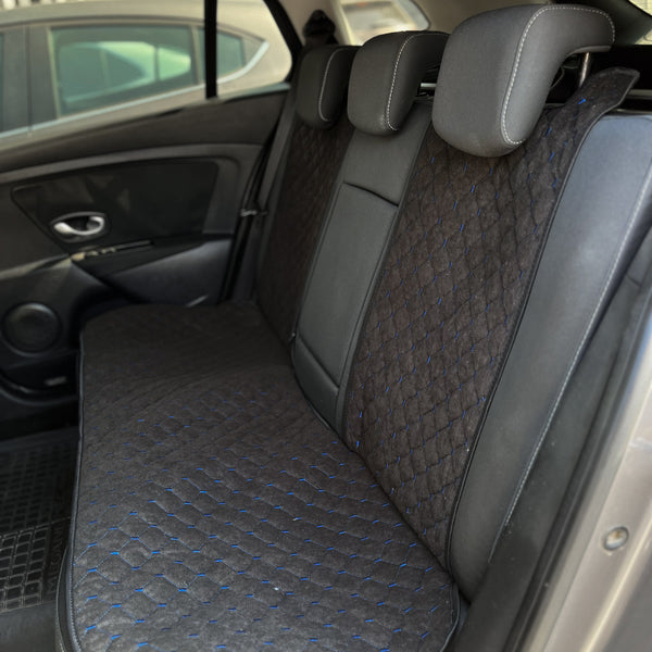 Накидки з алькантари стандарт “Чорний ромб із синьою ниткою”