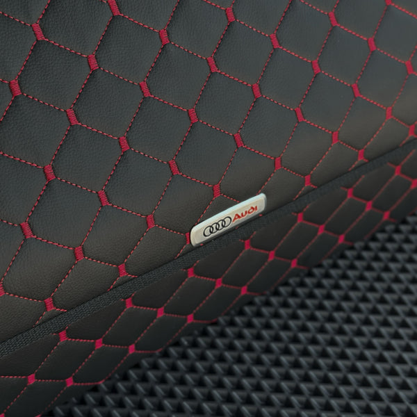 Органайзер у багажник авто з екошкіри “Чорний ромб з червоною ниткою”