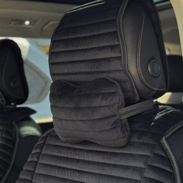 Подушка під шию з алькантари преміум “Чорний горизонт“